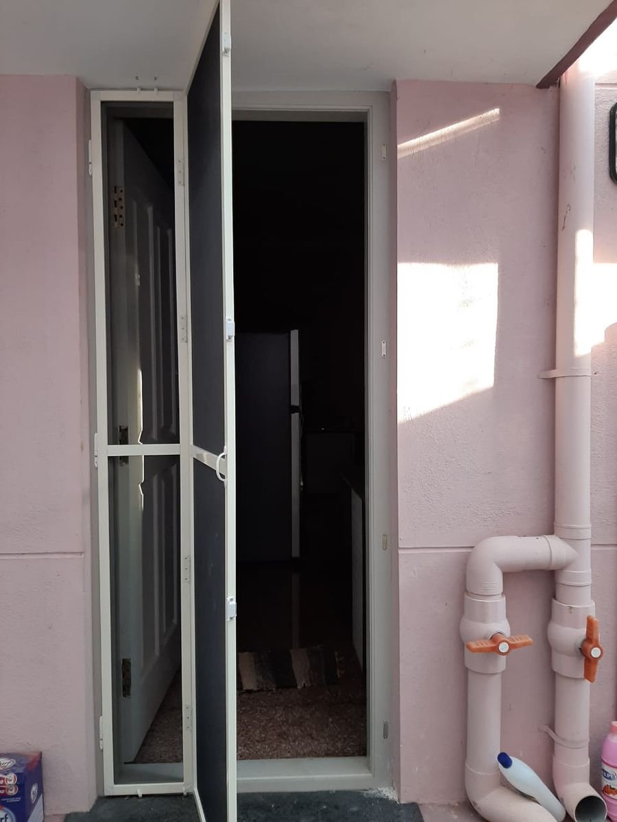 White aluminium mesh door