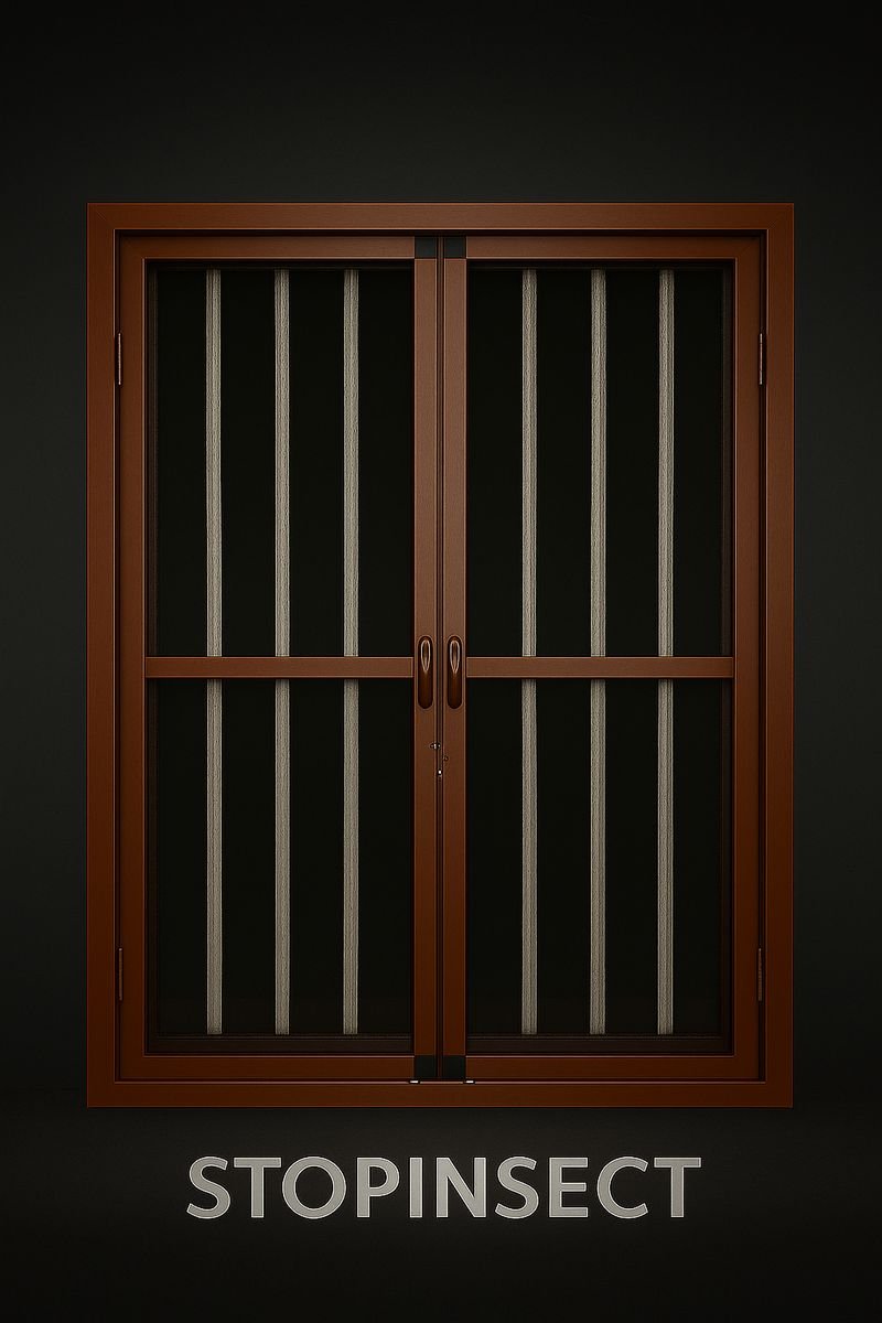 StopInsect window in brown finish