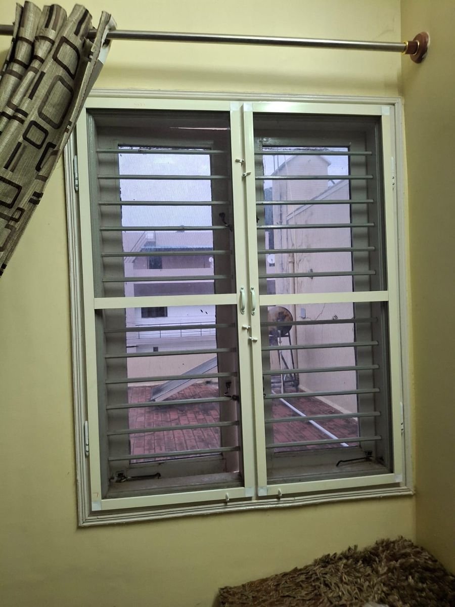 White aluminium section on a bedroom window